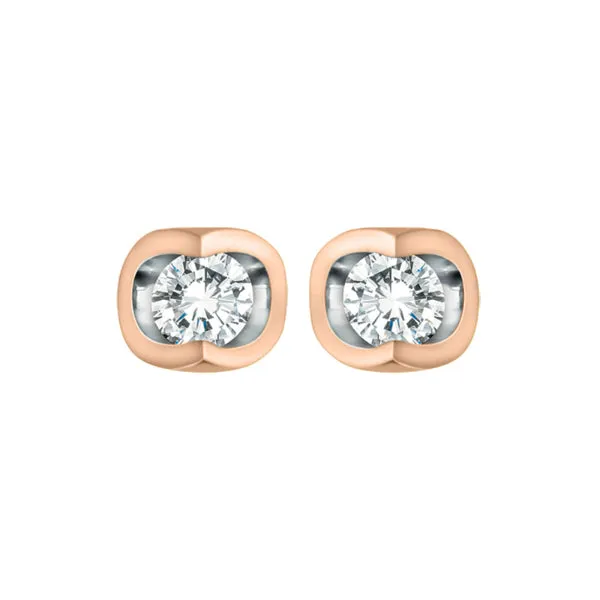10k Rose & White Gold Diamond Stud Earrings