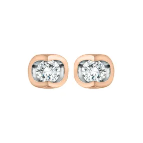 10k Rose & White Gold Diamond Stud Earrings