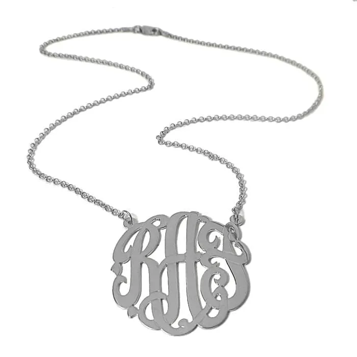 1.25" Three Letter Script Monogram Necklace