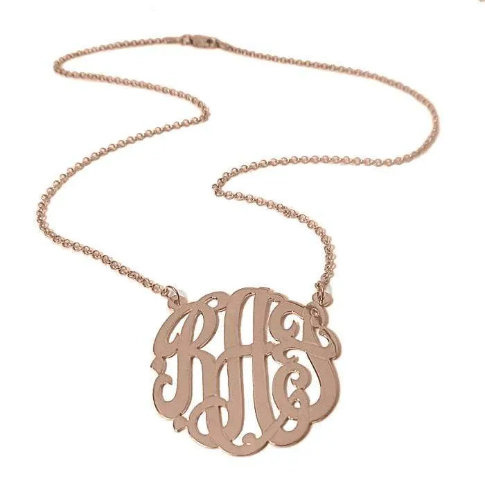 1.25" Three Letter Script Monogram Necklace