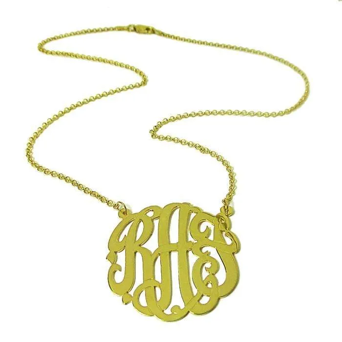 1.25" Three Letter Script Monogram Necklace