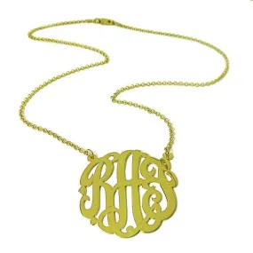 1.25" Three Letter Script Monogram Necklace