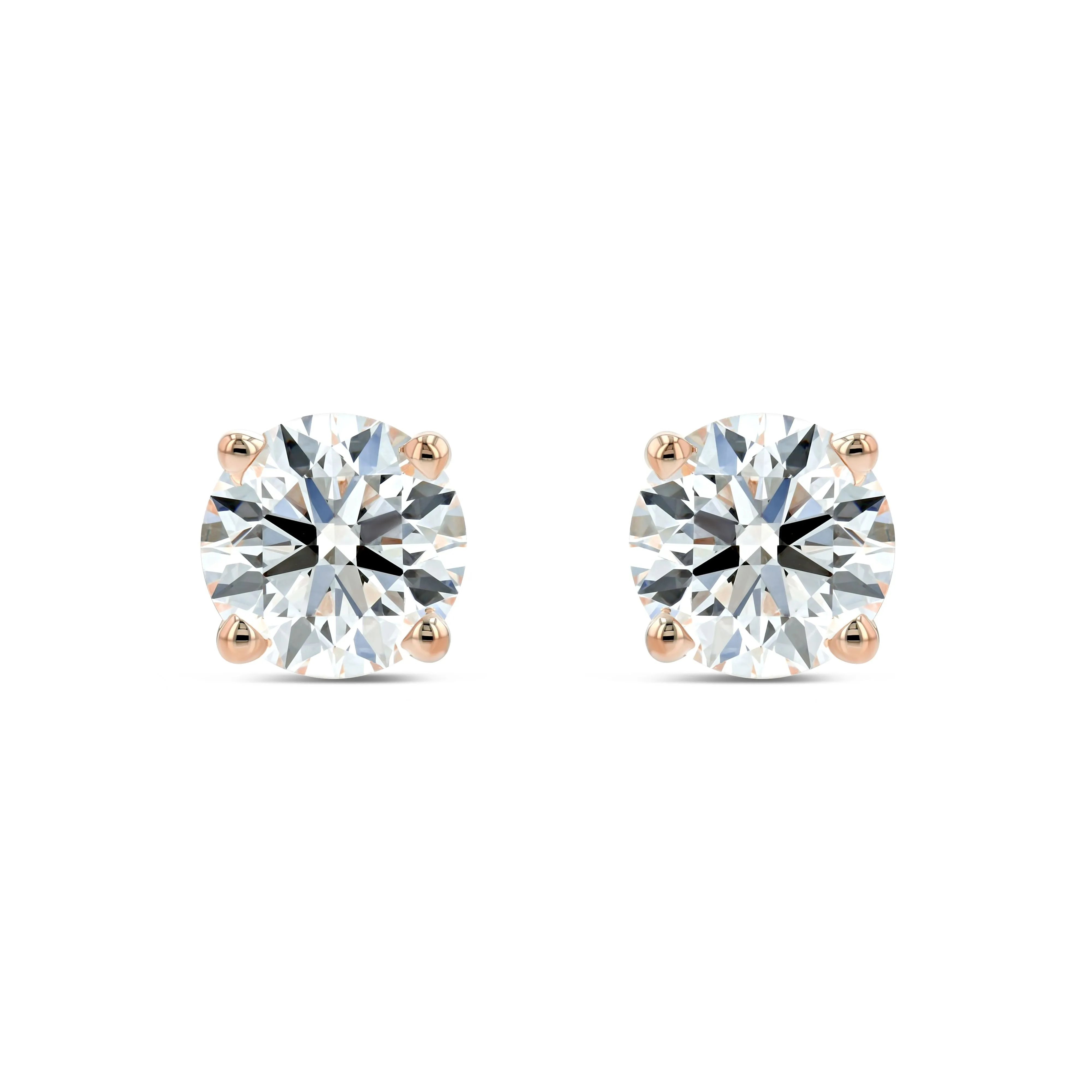 14k Rose Gold 4-prong Round Brilliant Diamond Stud Earrings (0.52 Ct. T.w., Si1-si2 Clarity, J-k Color)