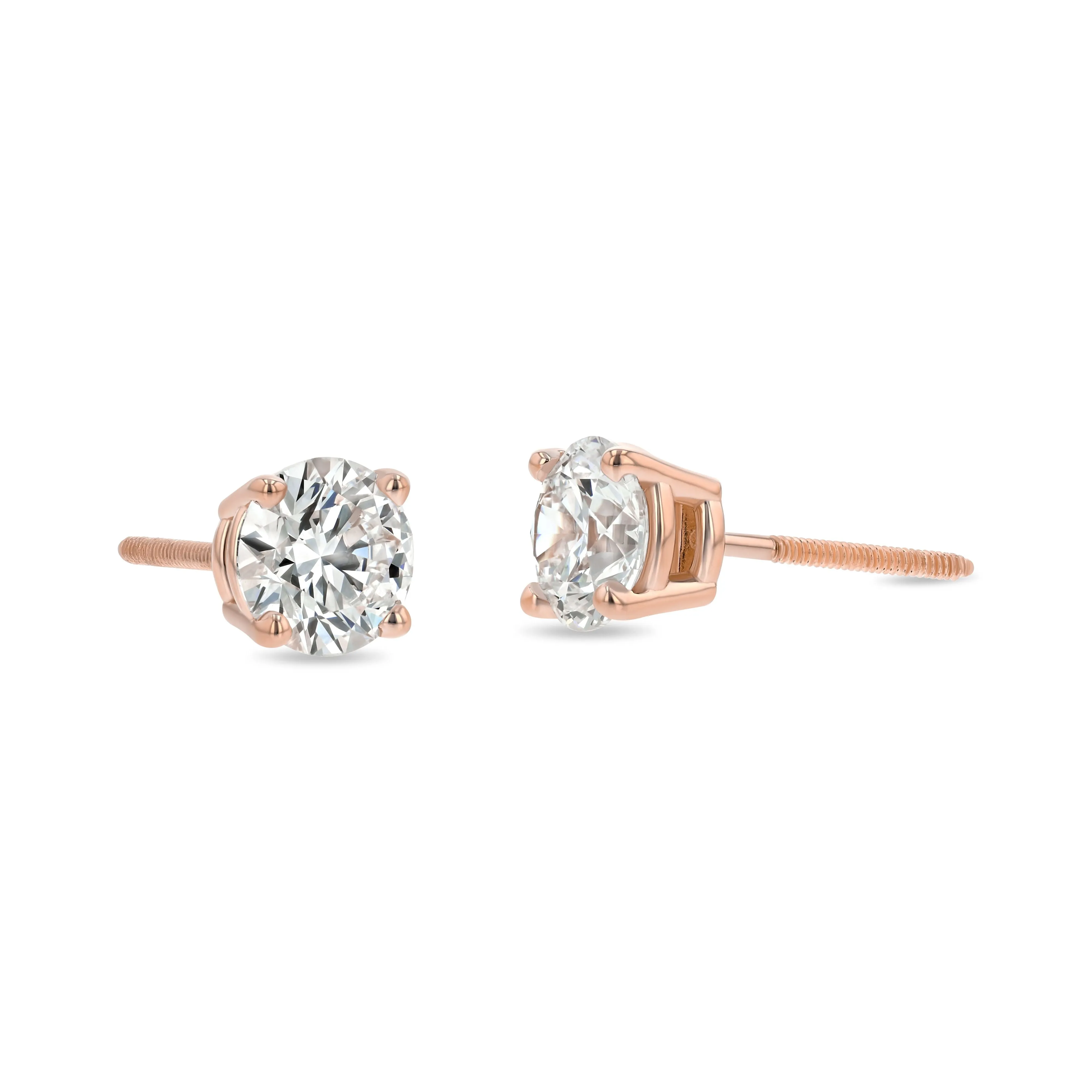 14k Rose Gold 4-prong Round Brilliant Diamond Stud Earrings (0.52 Ct. T.w., Si1-si2 Clarity, J-k Color)