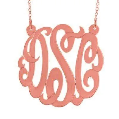 1.5" Three Letter Script Monogram Necklace