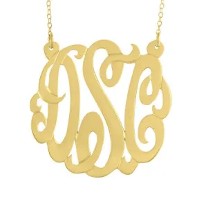 1.5" Three Letter Script Monogram Necklace