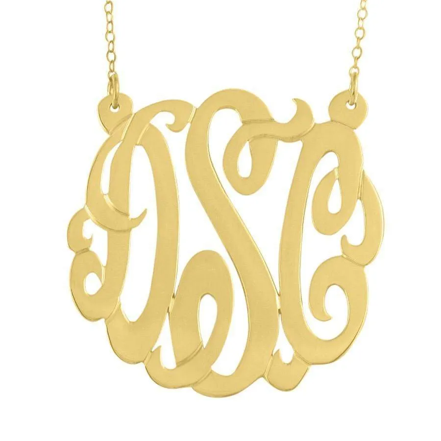 1.5" Three Letter Script Monogram Necklace
