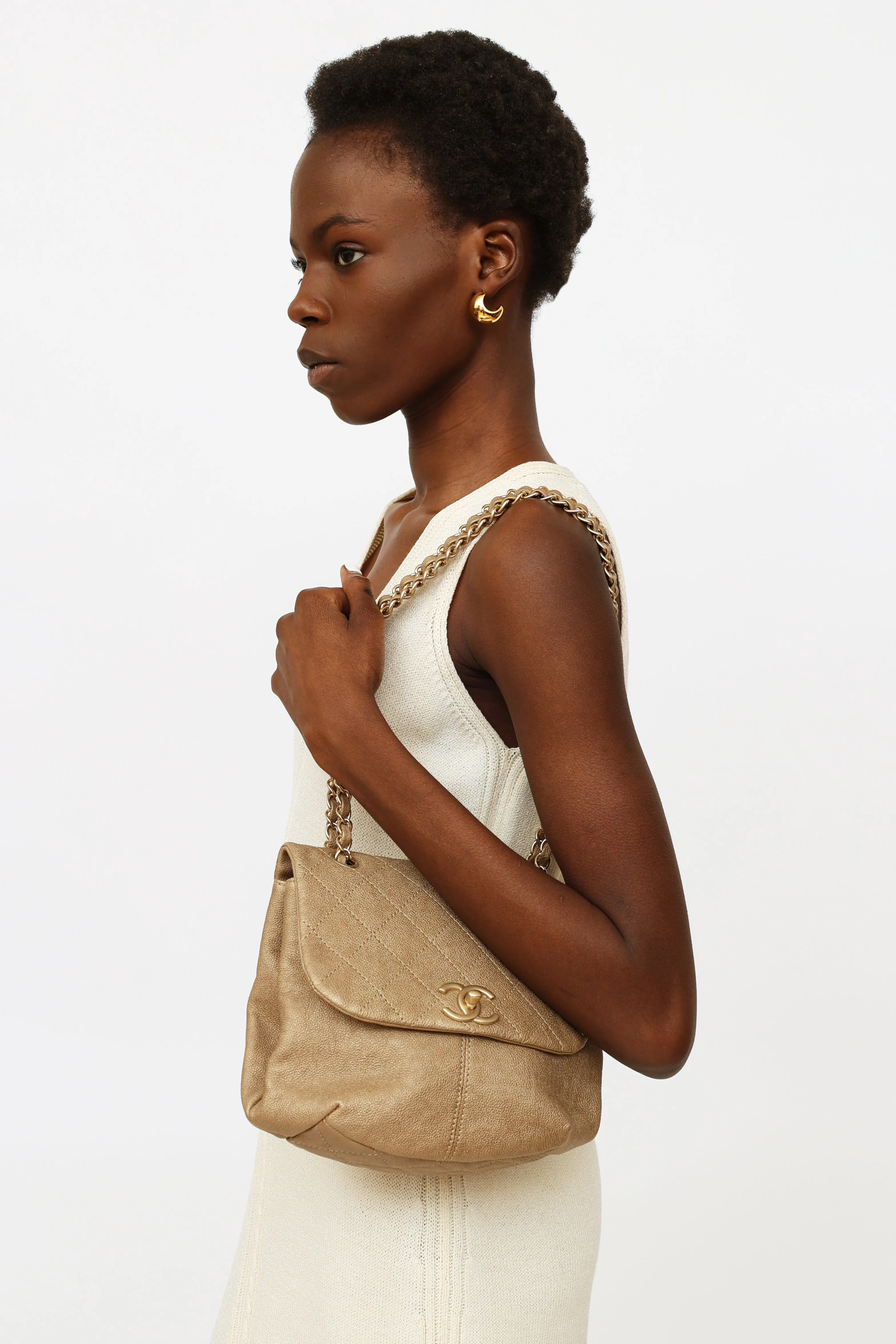 2013 Gold Grained Trianon Messenger Bag