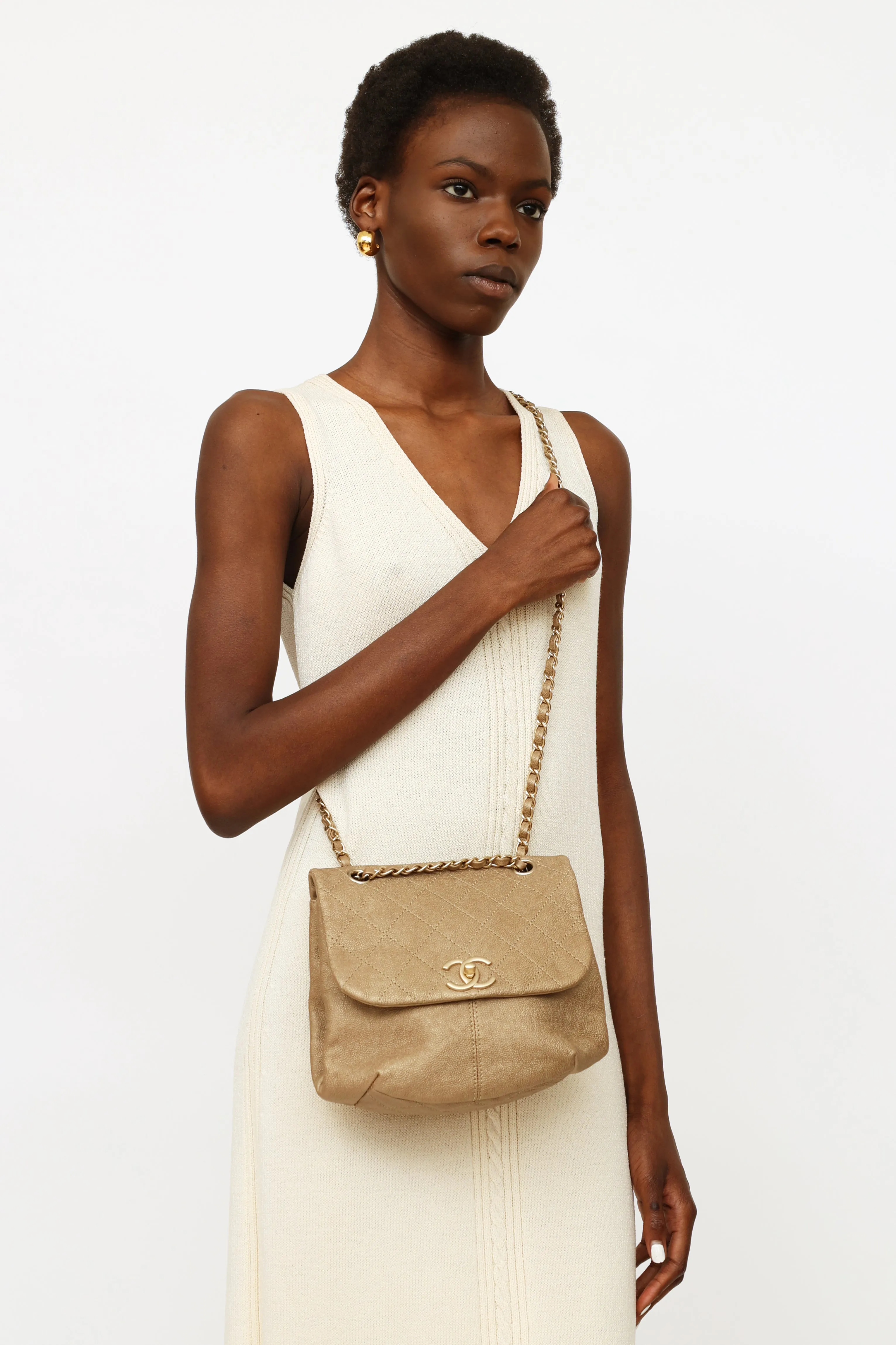 2013 Gold Grained Trianon Messenger Bag
