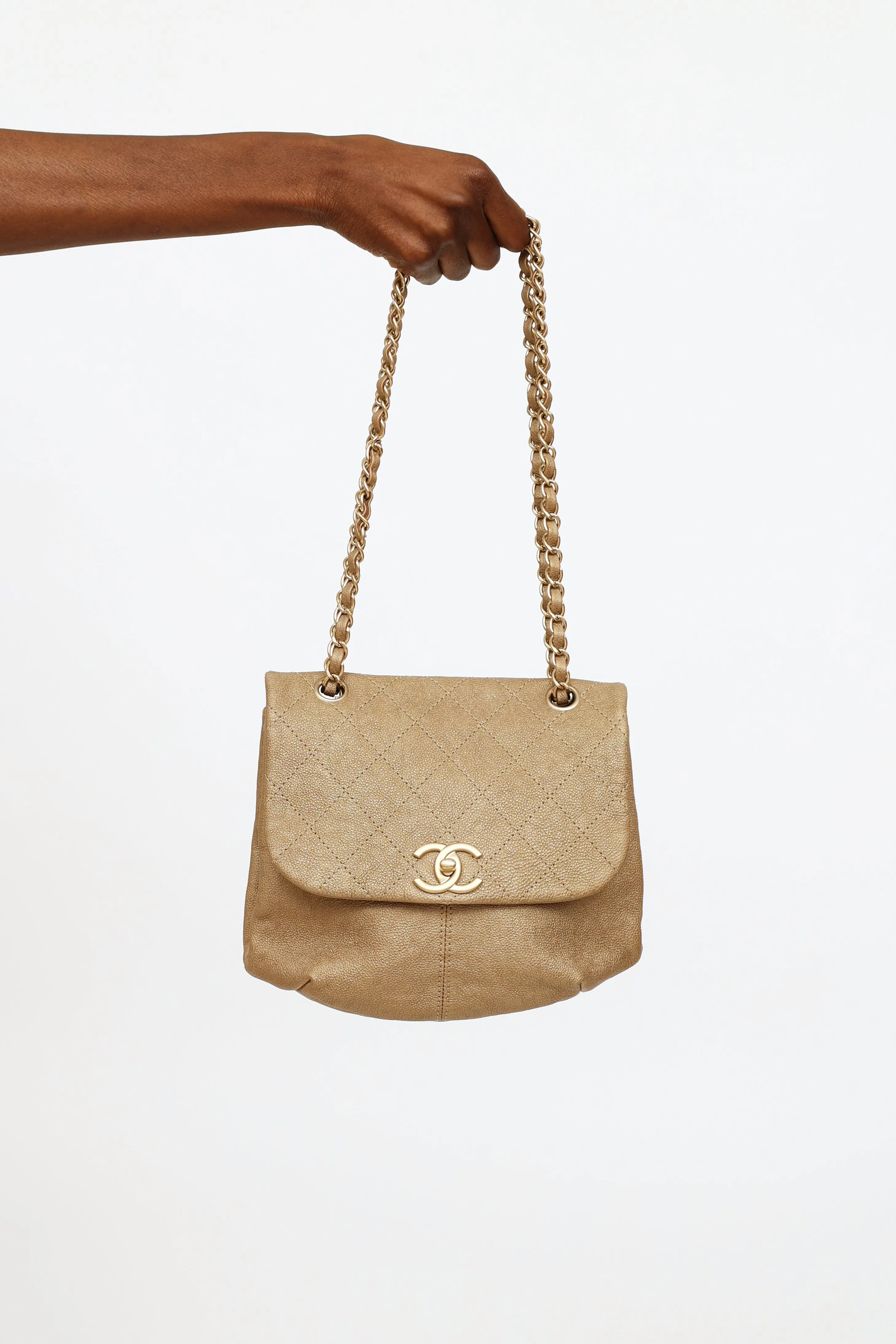 2013 Gold Grained Trianon Messenger Bag