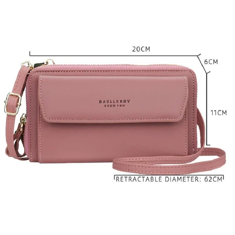 Baellerry Women’s Large Capacity Double Zipper Messenger Bag for Mobile Phones