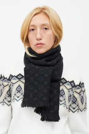 Black Wool Monogram Scarf