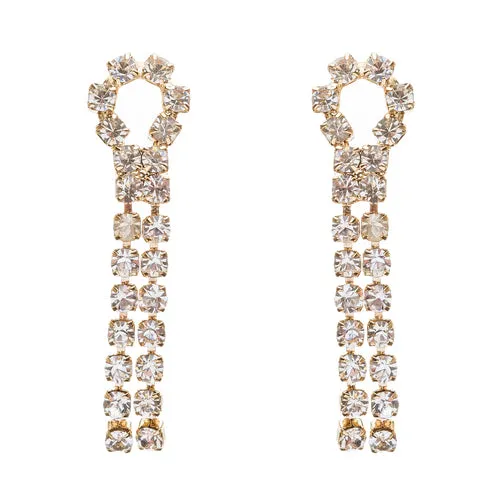 Bridal Wedding Jewelry Crystal Rhinestone Beautiful Drape Design Necklace Gold