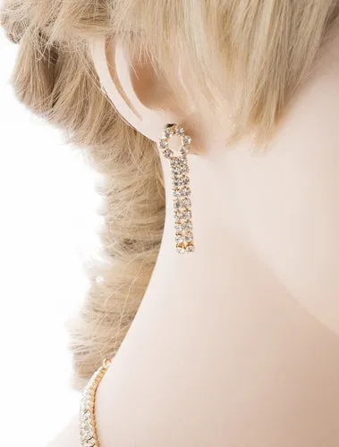 Bridal Wedding Jewelry Crystal Rhinestone Beautiful Drape Design Necklace Gold