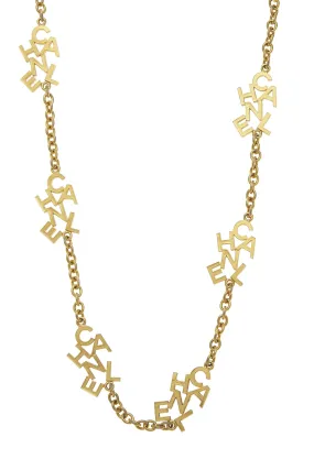 Chanel,  Gold Logo Letters Charm Necklace, Gold
