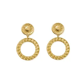 CHLOBO 22ct Gold Plated Sun Statement Earrings