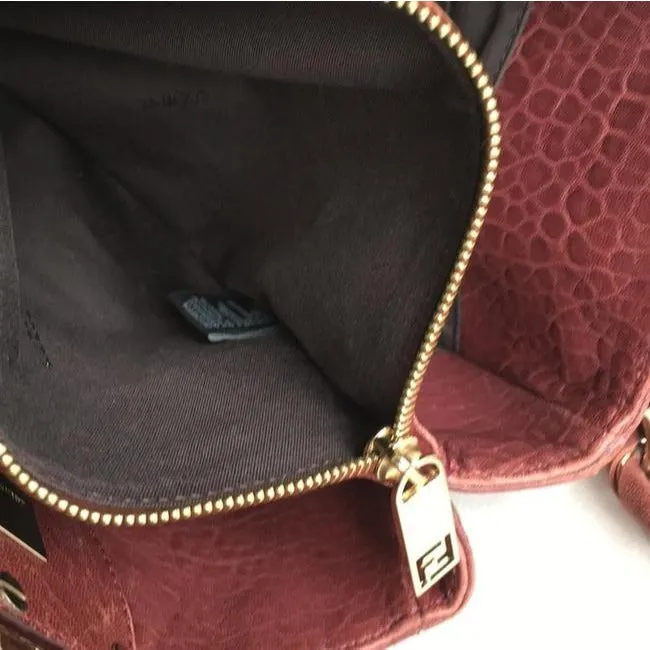 Fendi Shoulder Bag Multiple Hobo Mia Compartment Style Purple With Gold Suede And Leather Satchel