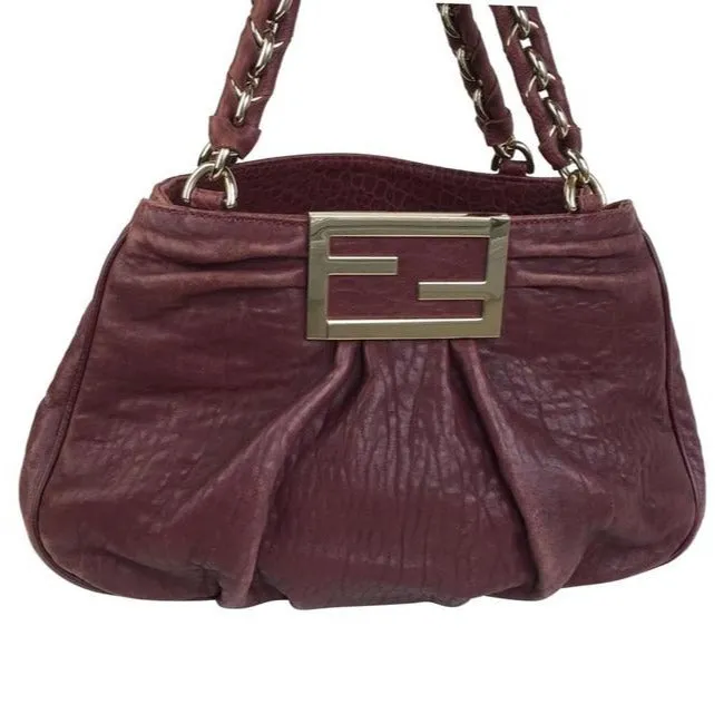 Fendi Shoulder Bag Multiple Hobo Mia Compartment Style Purple With Gold Suede And Leather Satchel