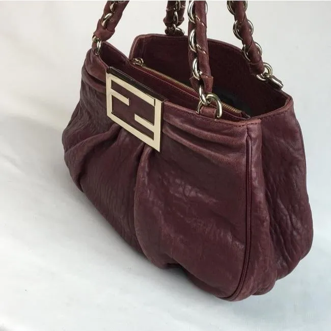 Fendi Shoulder Bag Multiple Hobo Mia Compartment Style Purple With Gold Suede And Leather Satchel