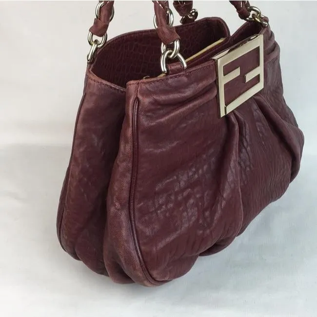 Fendi Shoulder Bag Multiple Hobo Mia Compartment Style Purple With Gold Suede And Leather Satchel