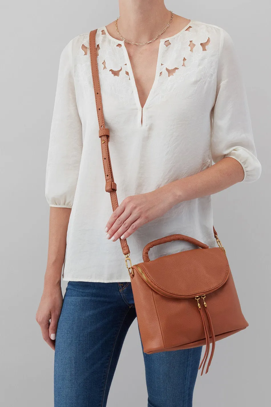 Fern Satchel Crossbody - Velvet Hide Cashew