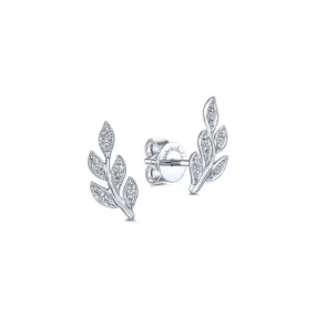 Gabriel & Co. 14k White Gold Floral Diamond Stud Earrings