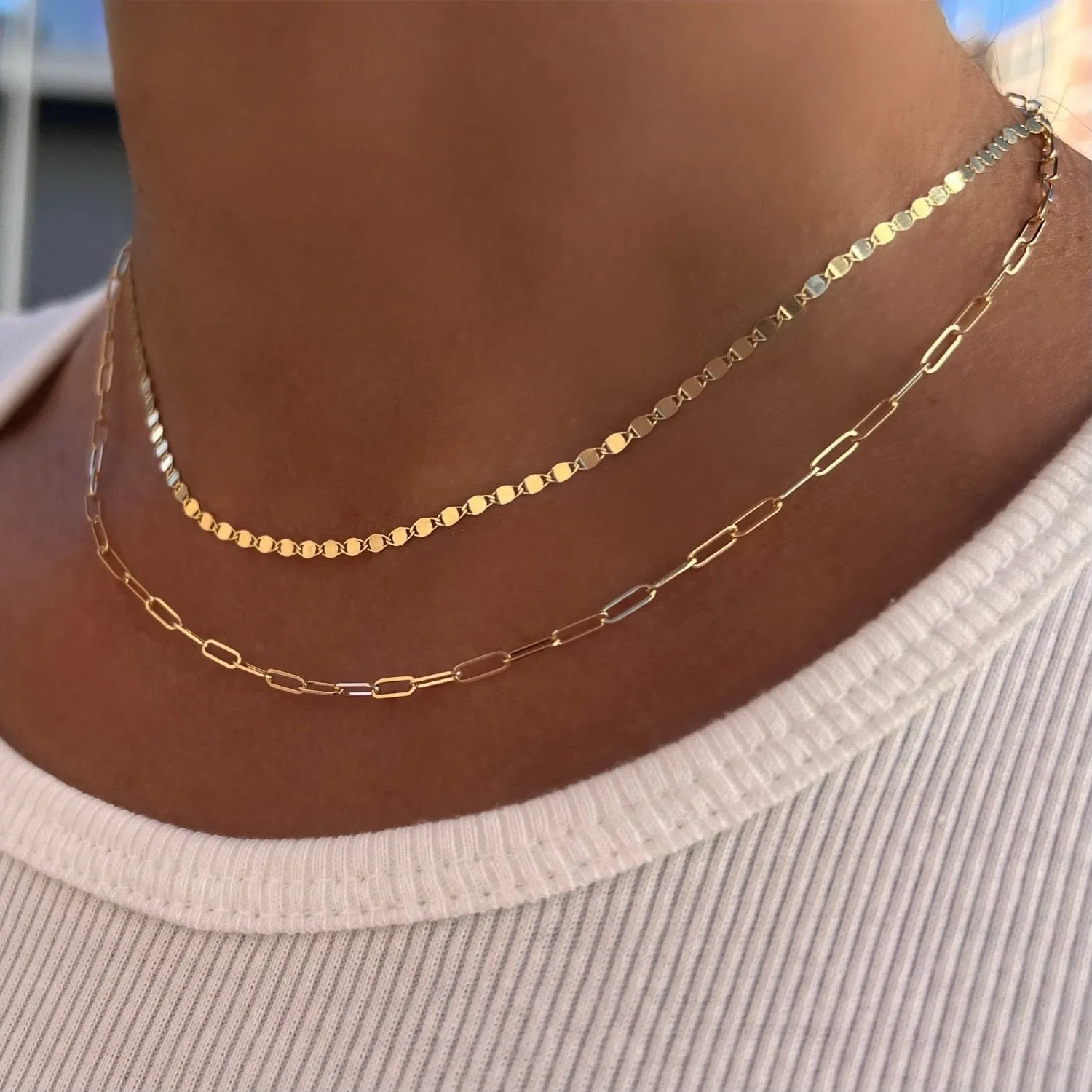 Italian Gold Paperclip Necklace 2.2MM
