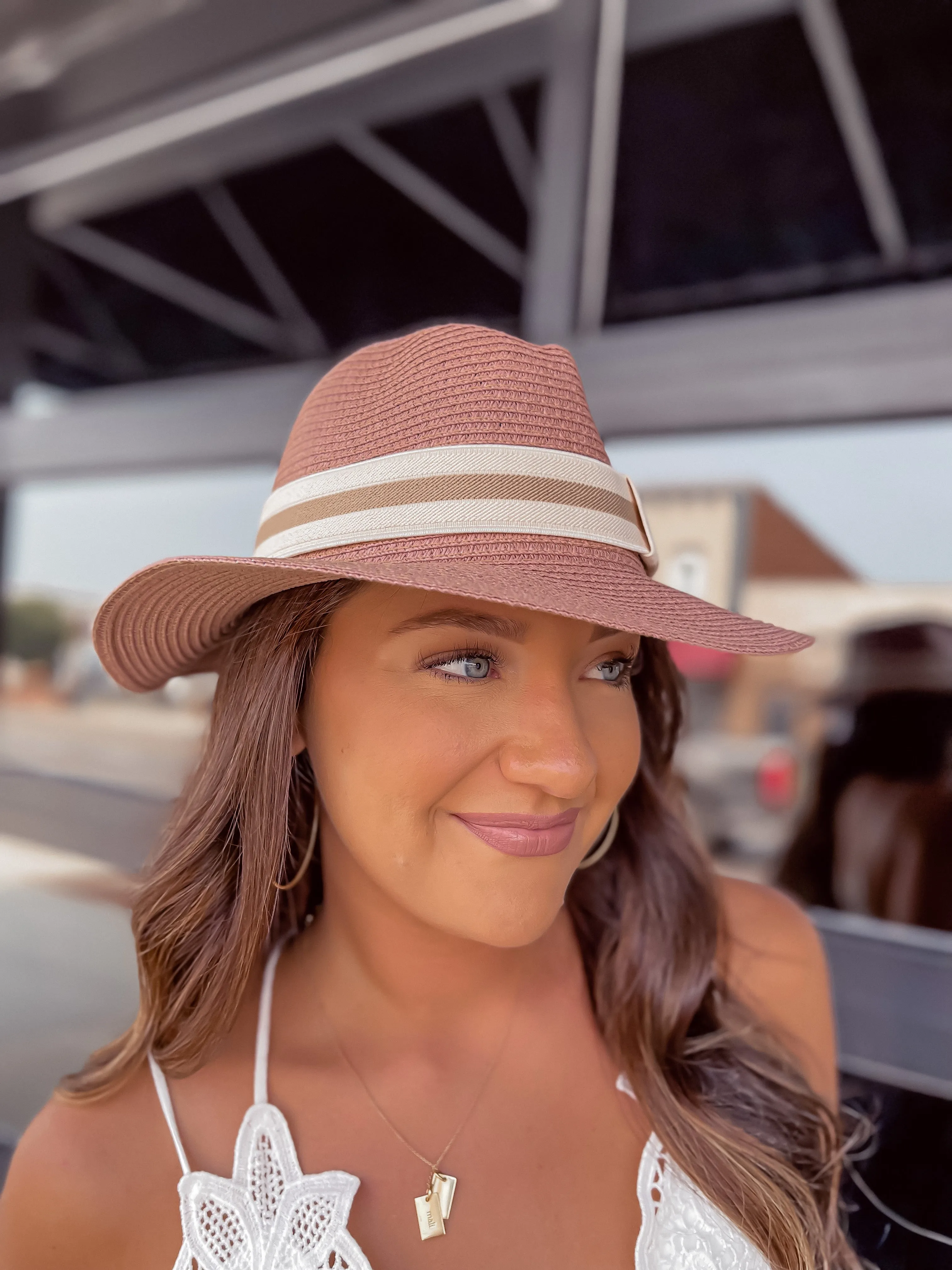 Mauve Straw Panama Hat