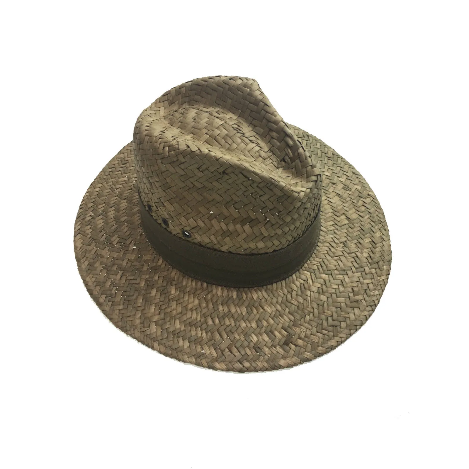 Natural BROAD WEAVE SEAGRASS SAFARI STRAW PANAMA HAT FEDORA Sun Summer Cap 2096