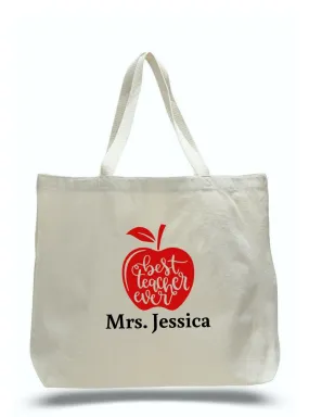 Personalized Teacher Tote Bags, Teachers Gifts, Large Canvas Totes TD101