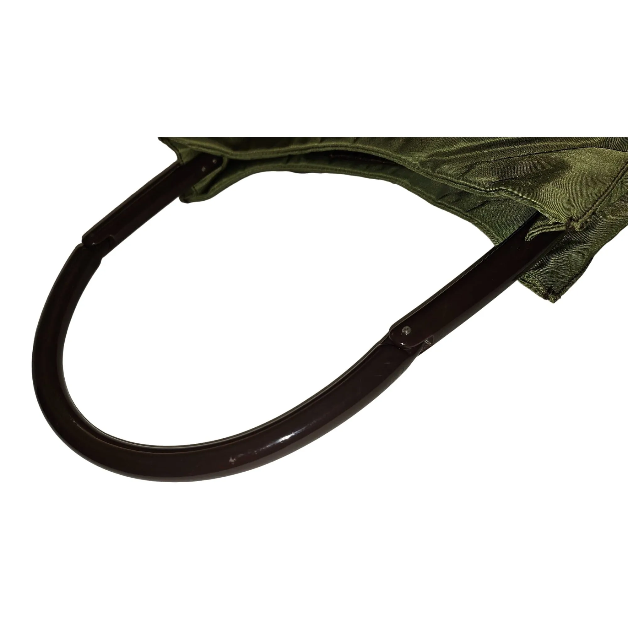 Prada olive nylon 1990's re-edition hobo with a Lucite strap