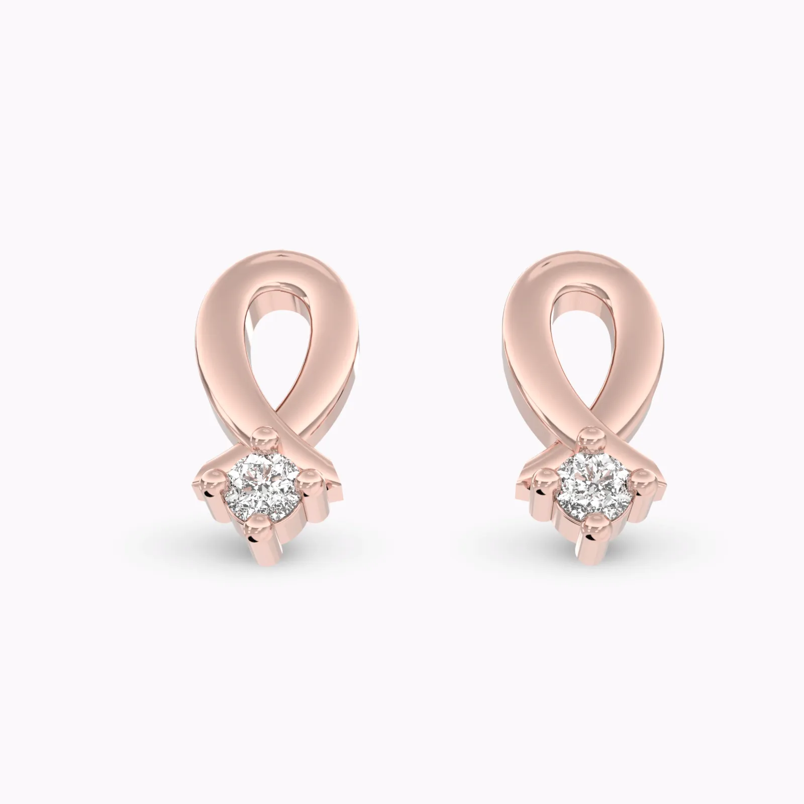 Rose Gold Sparkling Drop Diamond Stud Earrings
