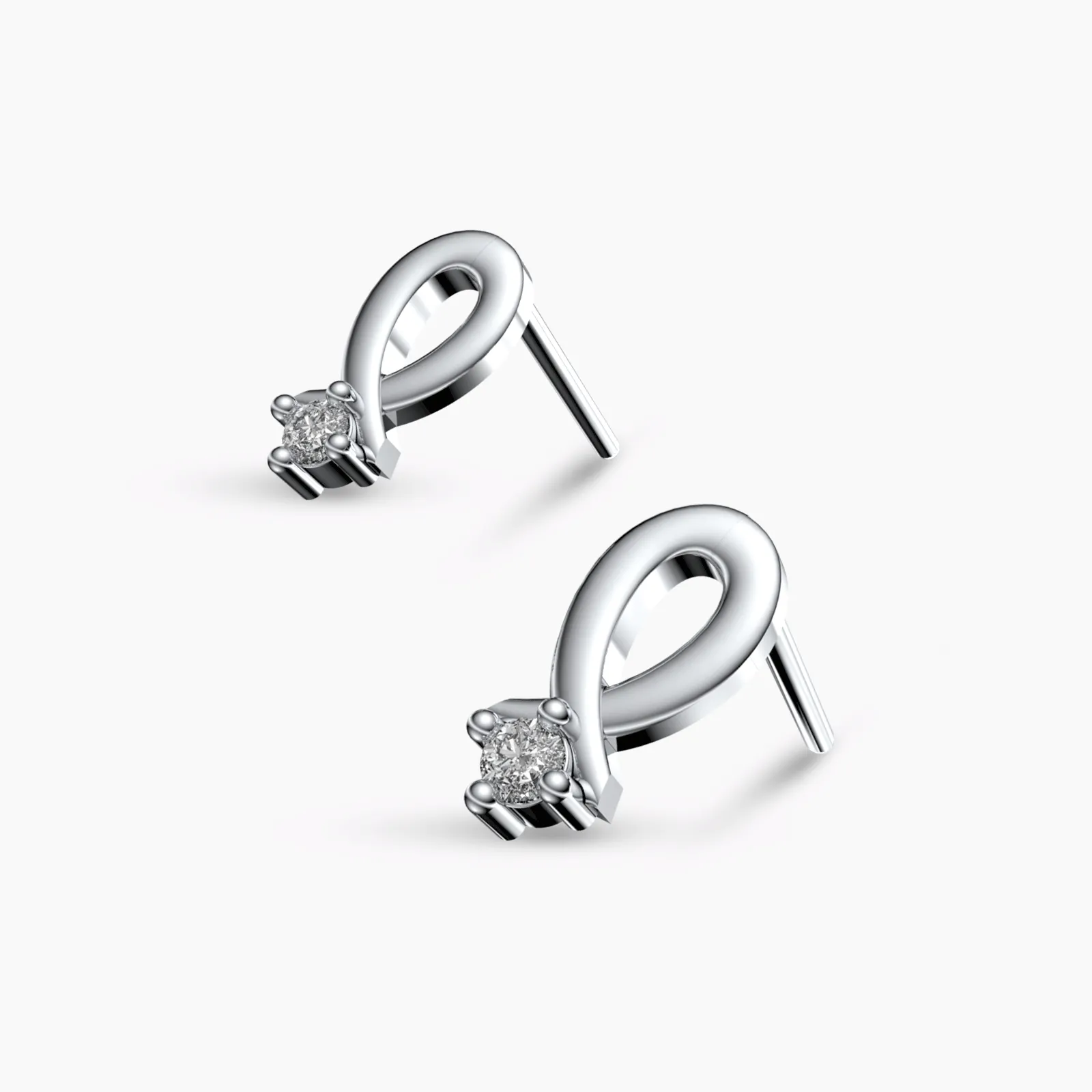 White Gold Sparkling Drop Diamond Stud Earrings