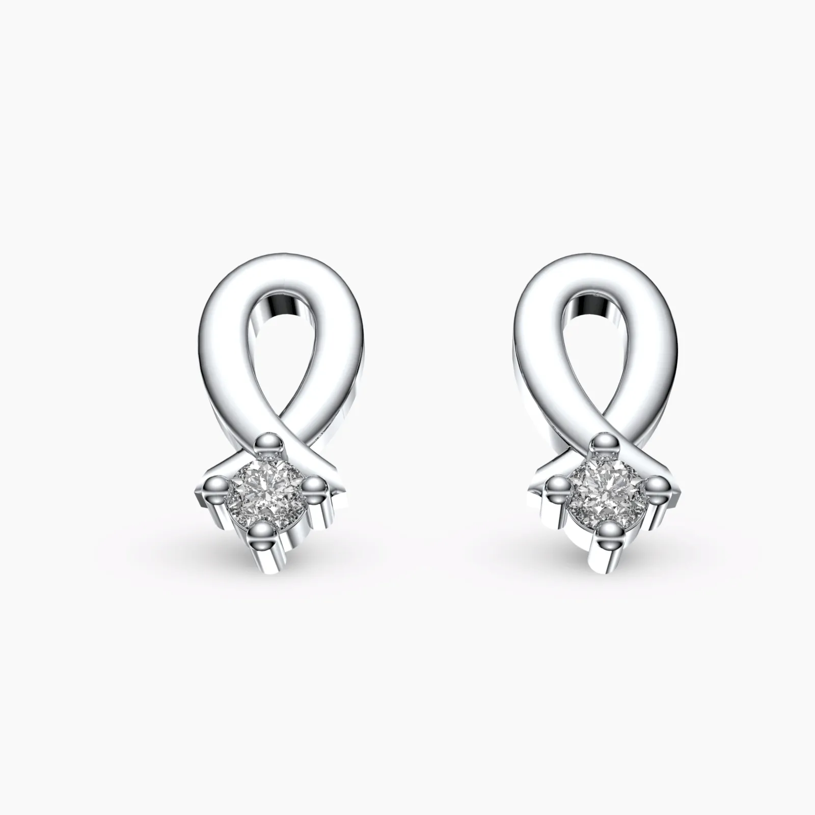 White Gold Sparkling Drop Diamond Stud Earrings