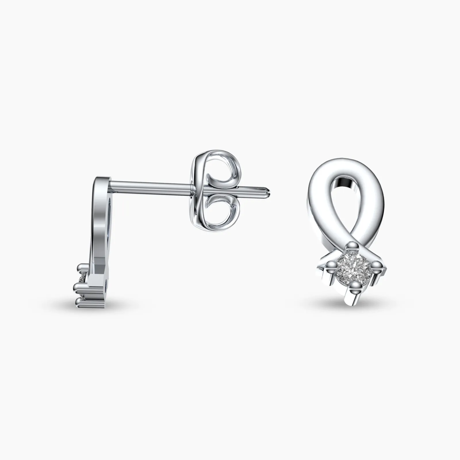 White Gold Sparkling Drop Diamond Stud Earrings