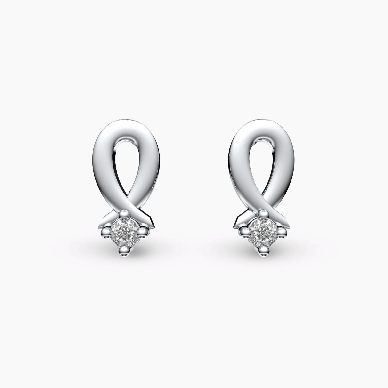 White Gold Sparkling Drop Diamond Stud Earrings