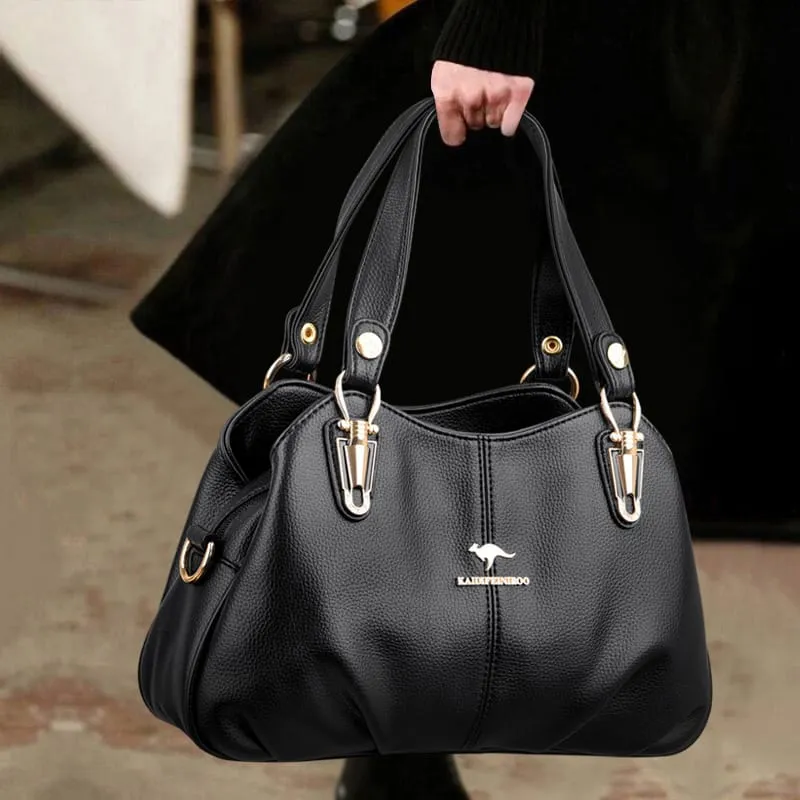 Women Soft Leather Handbags Large Capacity Shoulder Bags    B54917