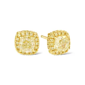 Yellow Diamond Pillow Stud Earrings