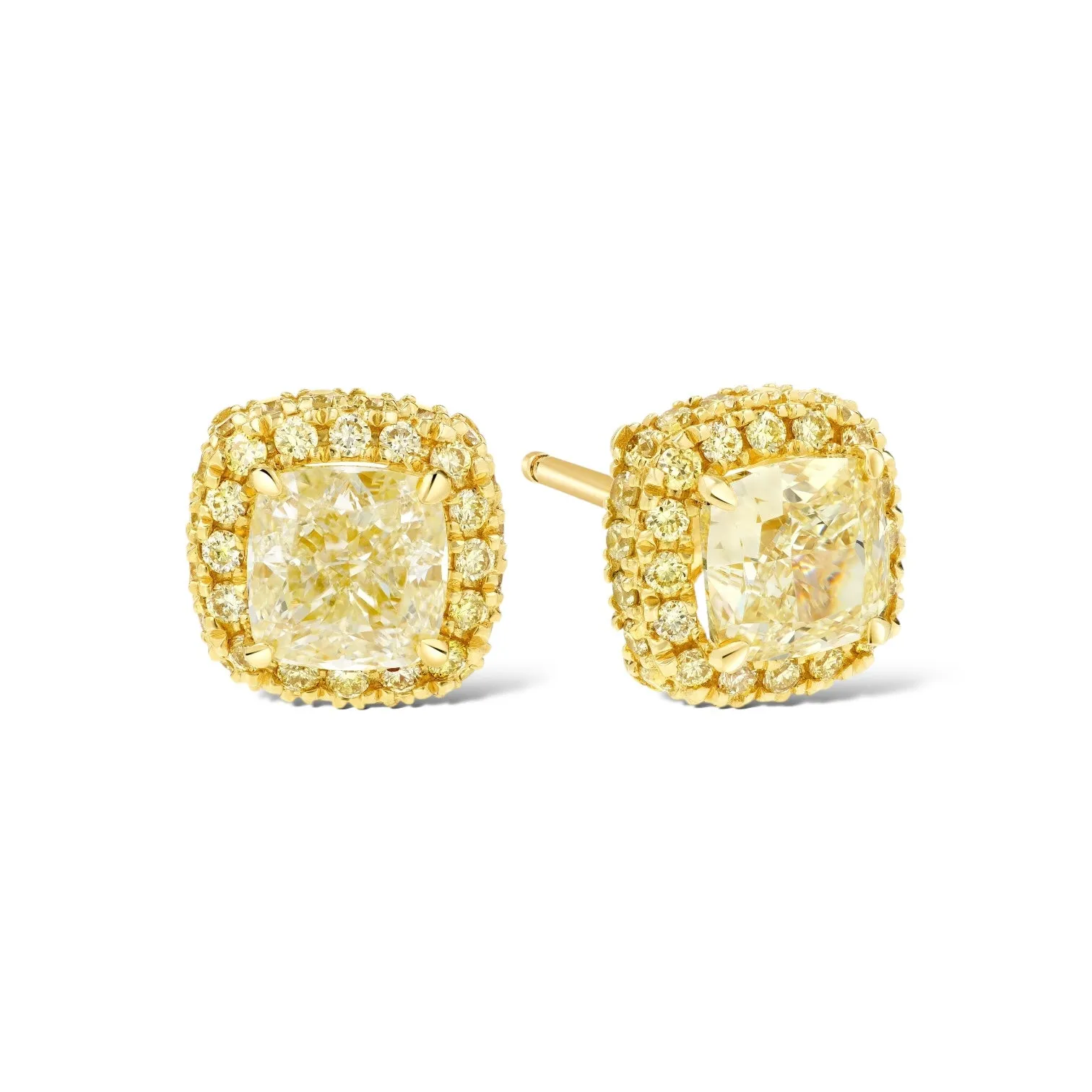 Yellow Diamond Pillow Stud Earrings